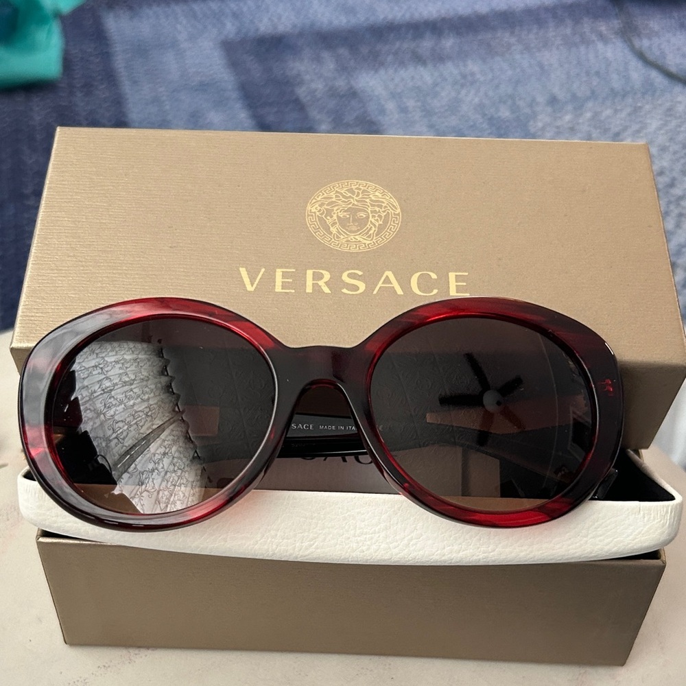 Versace Women's Sunglasses deep red tortuous shell frame